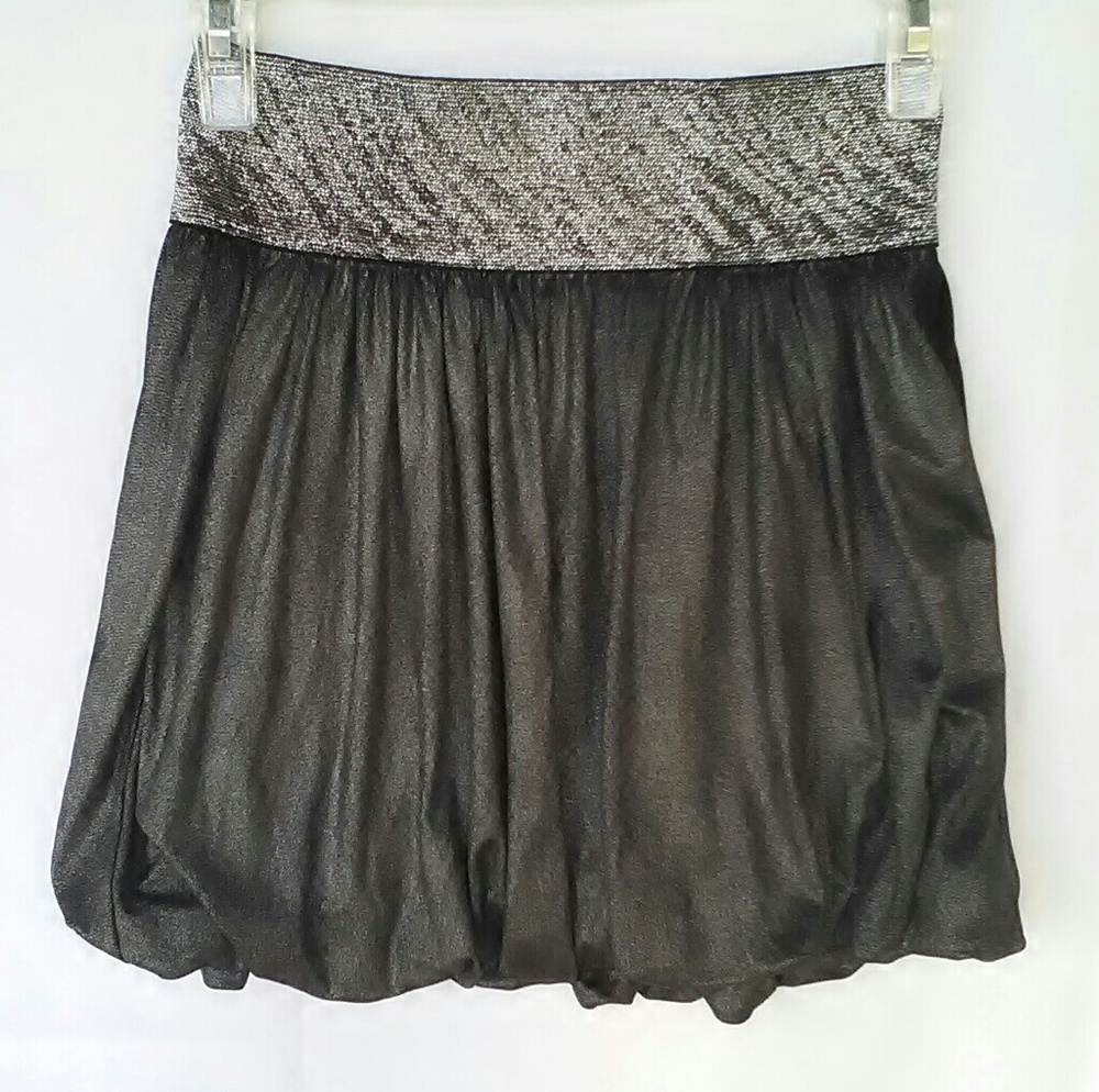Body Central Black Metallic Bubble Mini Skirt